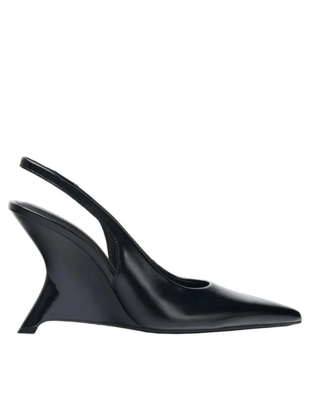 Zara Slingback Wedges, Size 7 1/2, Black